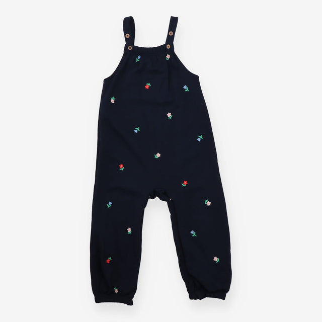 Jersey Dungaree Navy with Embroidered Flowers