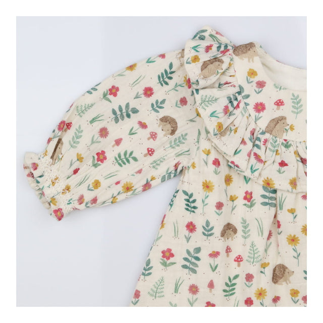 Dress ruffle cream hedgehog with bloomers set