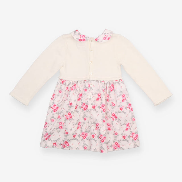 Dress knit and cord white and floral