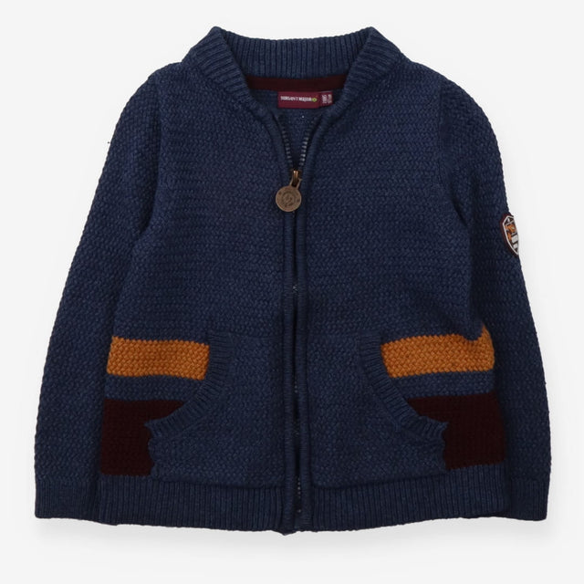 Navy Cardigan with Stripes