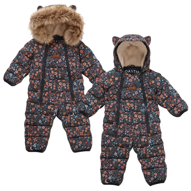 Quilted Fur Snowsuit - Floral night Scape 2.5 tog