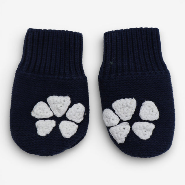 Navy mittens paw print