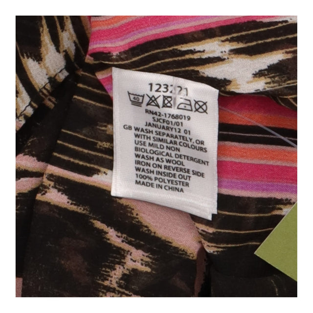 Pink Black Abstract Ikat Sheer Sequin V Neck Kafta