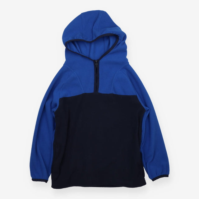 Blue colourblock hooded fleece