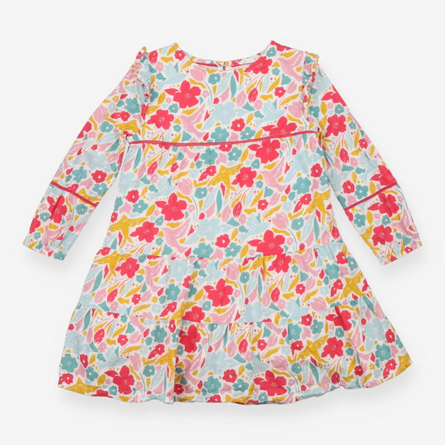 Long sleeve floral dress pink, green, yellow