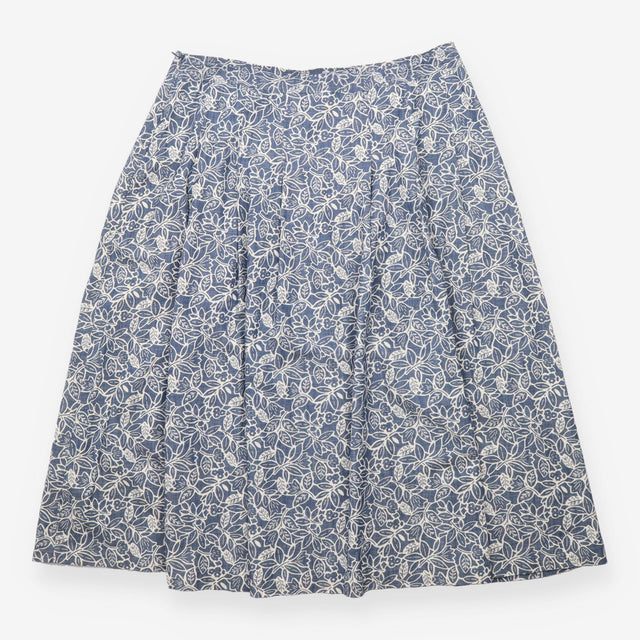 Jamboree Cotton Midi Skirt Blue Leaf Print