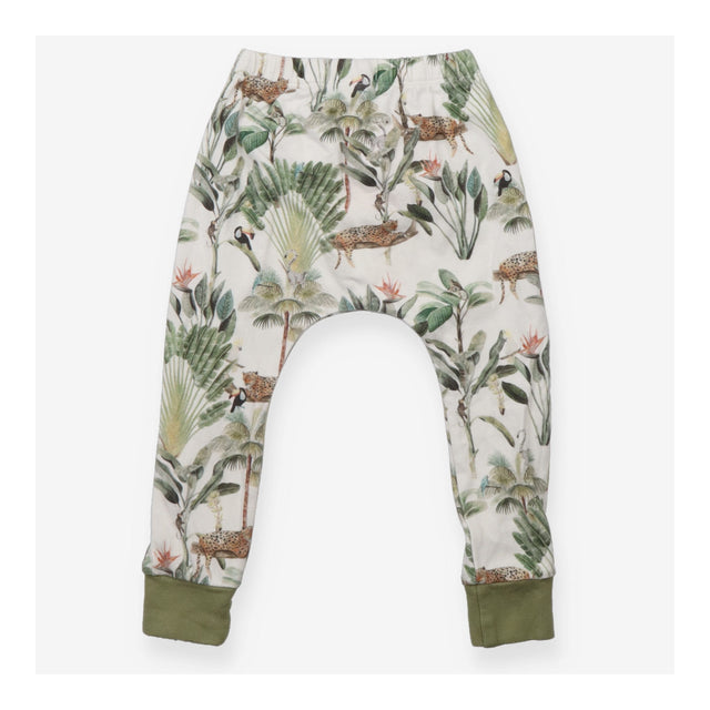 Harem Legging White and Green Jungle theme