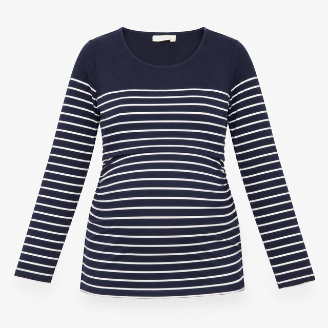 Breton Top Navy White Stripe Long Sleeve Nursing