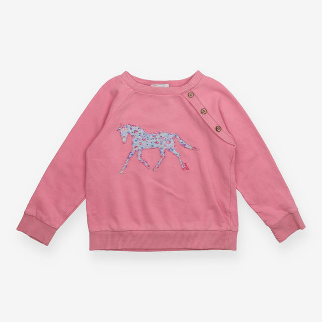 Sweater Pink with Ditsy Horse Applique