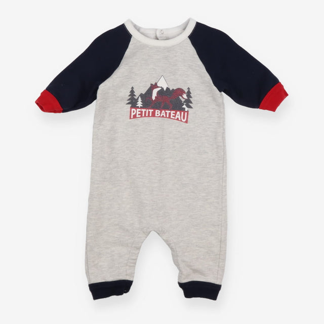 Romper Jersey Grey with Navy Sleeves