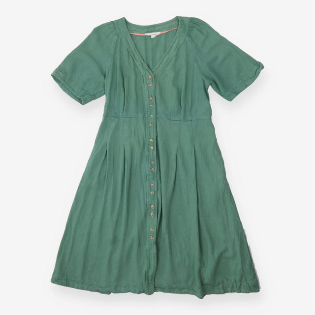 White Stuff Linen Green Button‑Down Dress