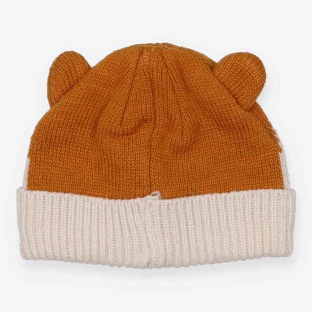 Cream Knit Fox Hat