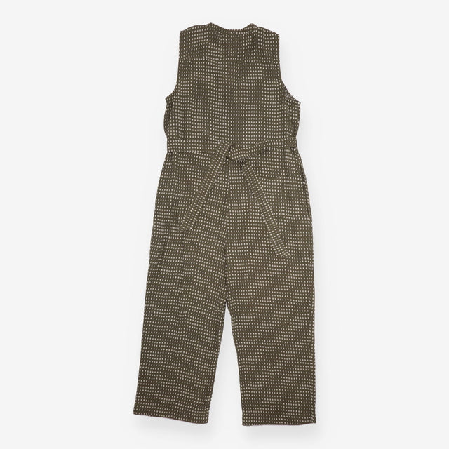 Jumpsuit Khaki Oval Spot Sleeveless Wide Leg