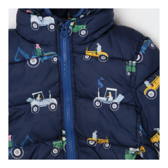 Padded Coat Navy Animals Driving Tractors