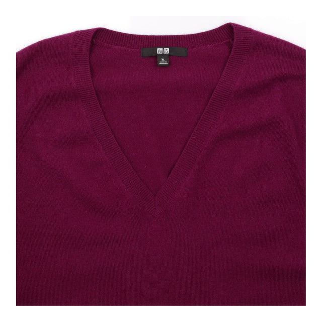 Jumper Long Sleeve V Neck Fine Knit Burgundy