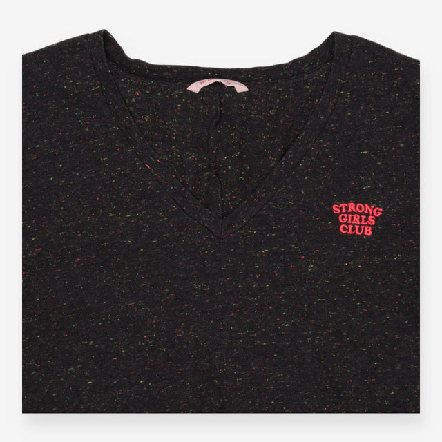 Grey Confetti V‑Neck Organic Cotton T‑Shirt