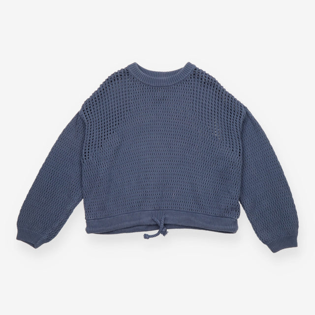 Jumper Blue Open Weave Cotton Drawcord Hem
