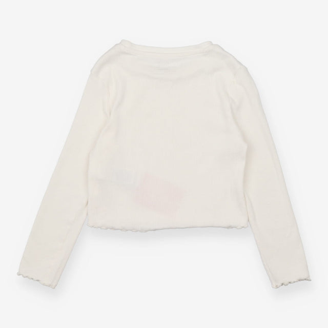 T-shirt long sleeve white ribbed