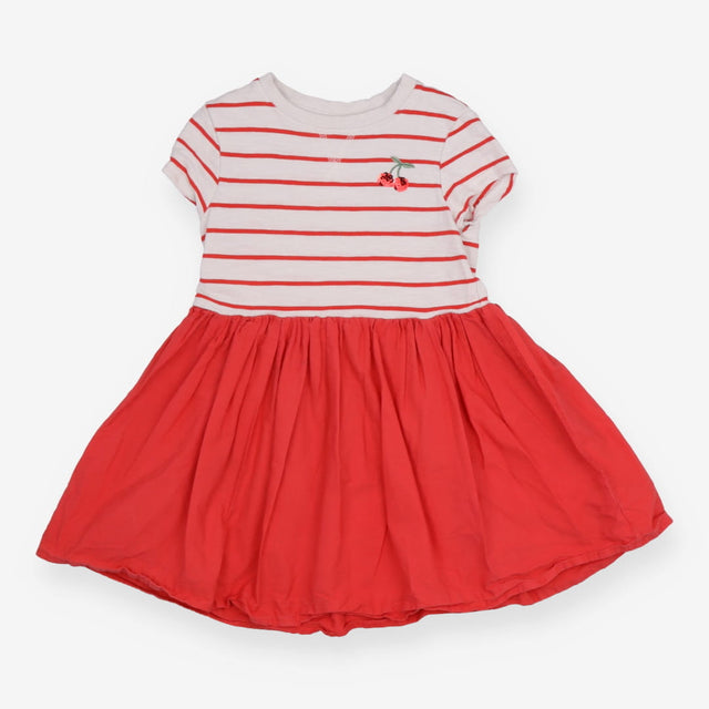 Red Striped Dress with Sequin Cherry