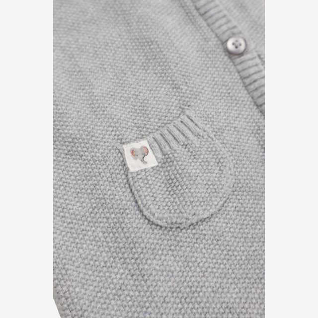 Grey Knitted Romper Elephant pocket