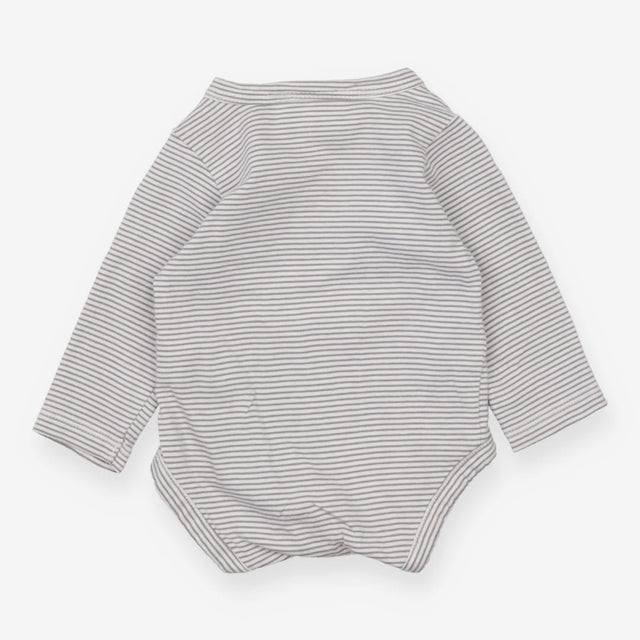 Bodysuit Long sleeved Grey and White Stripes