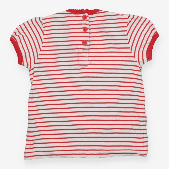 Red and white stripe t-shirt flower garden
