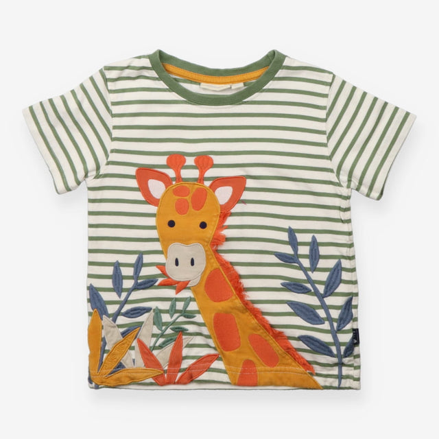 Tee green stripe SS giraffe