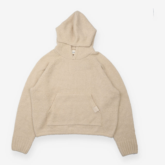 Knitted Hoodie Stone Boucle Pocket Jumper