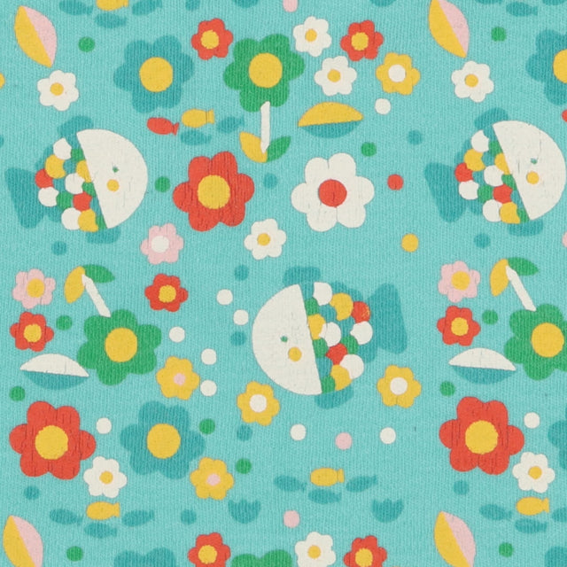 T-shirt Teal and Red Fish Print
