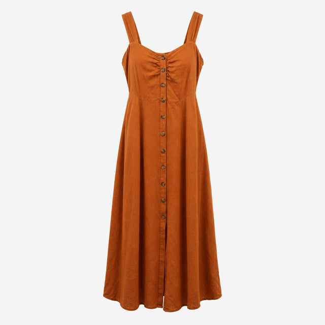 Orange Linen Sleeveless Dress