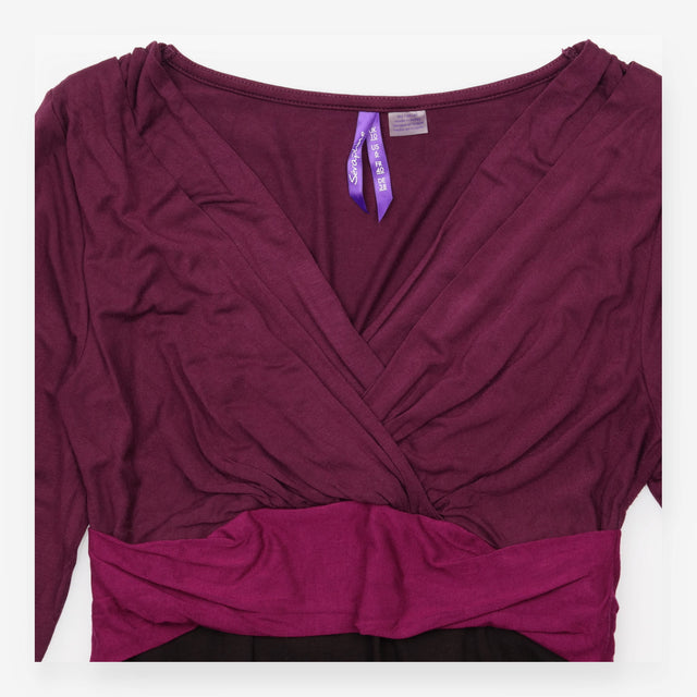 Plum & Black Colourblock Long Sleeve Maternity Dre