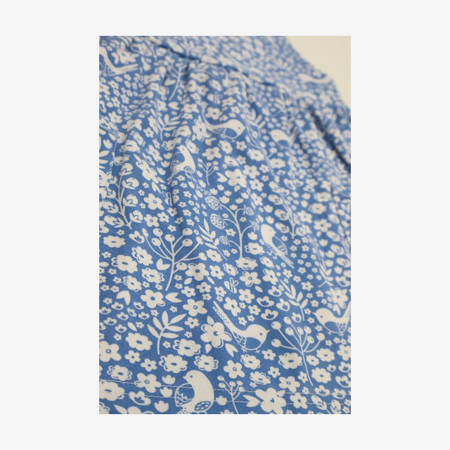 Dress pinafore style blue with birds