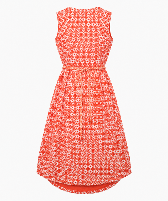 Wrap Dress Coral Leaf Print Sleeveless Jersey