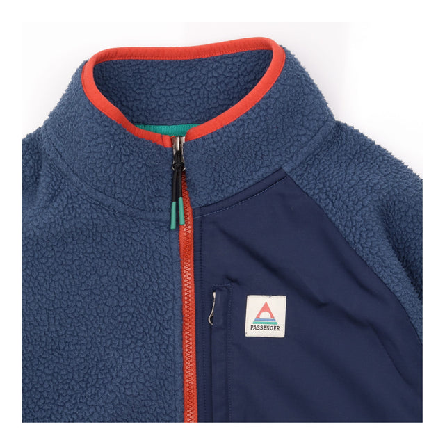 Fleece Blue Sherpa Half Zip Pullover Contrast Pane