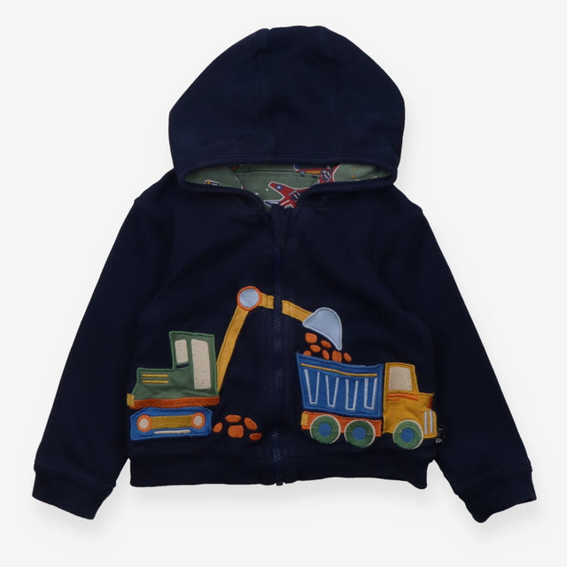 Hoodie navy blue trucks reversible green vehicles