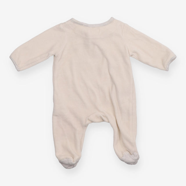 Sleepsuit cream velour grey elephant