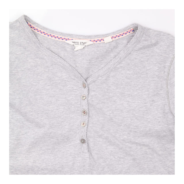 White Stuff Grey Marl Long Sleeve Henley Neck Jers