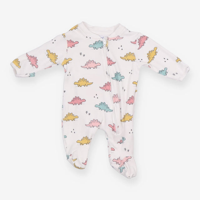 Sleepsuit Zipped Cream with Colourful Dinosaurs