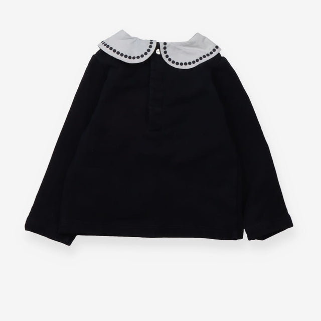 T-shirt long sleeve black with black dots white co