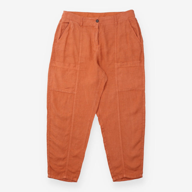 Trousers Rust Pure Linen Relaxed Tapered Cargo Leg