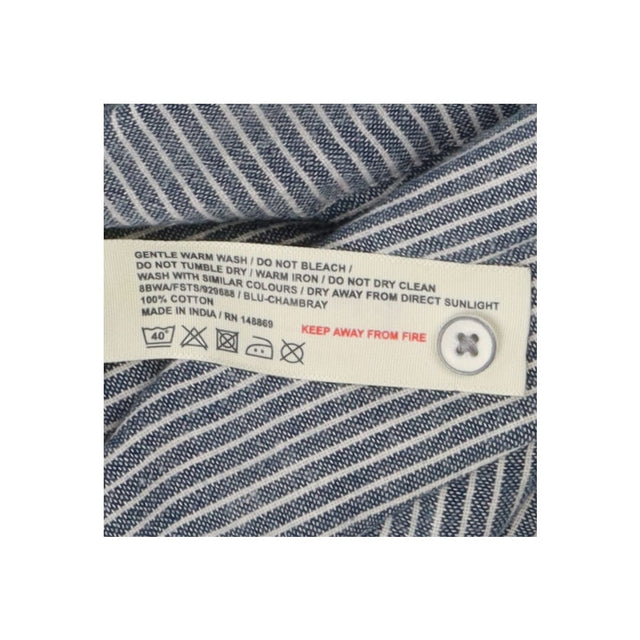 Blue and white fine ticking stripe button-through