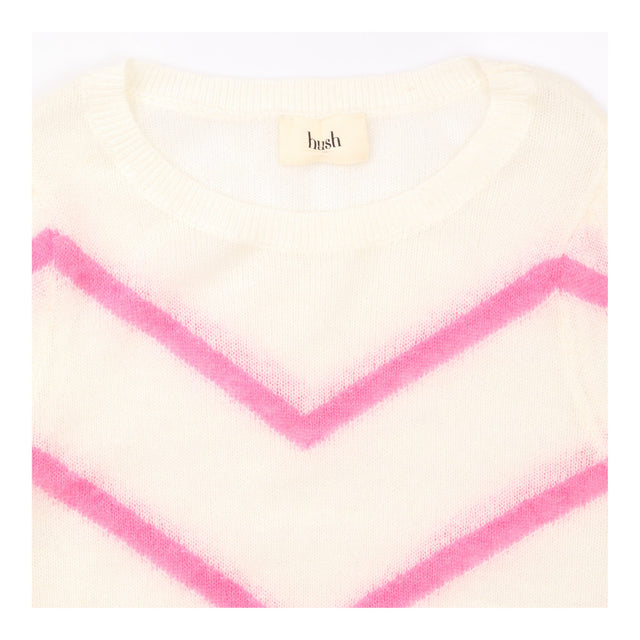 Cream Pink Chevron Stripe Lightweight Knit Ju