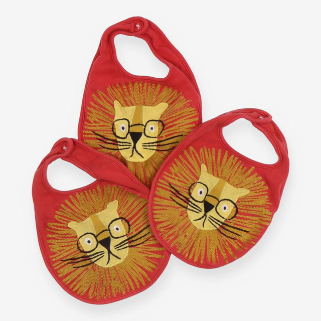 Bibs red lion applique 3 pack