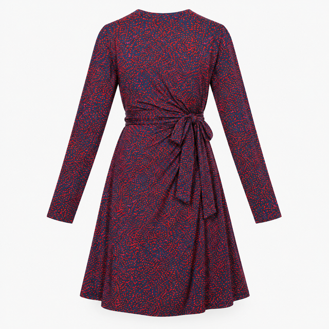 Navy & Pink Fleck Wrap Front Long Sleeve Maternity