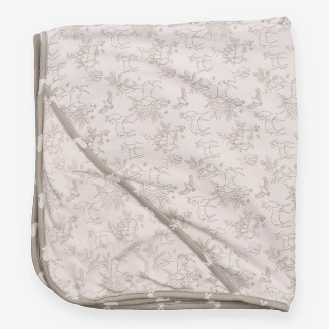 Blanket Jersey grey white rabbits reversible deers