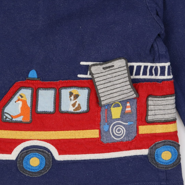 Navy long sleeved t-shirt with fire engine