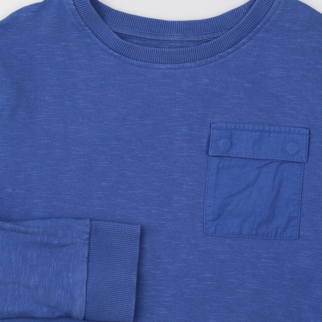 T-Shirt Long Sleeved Blue with Pocket