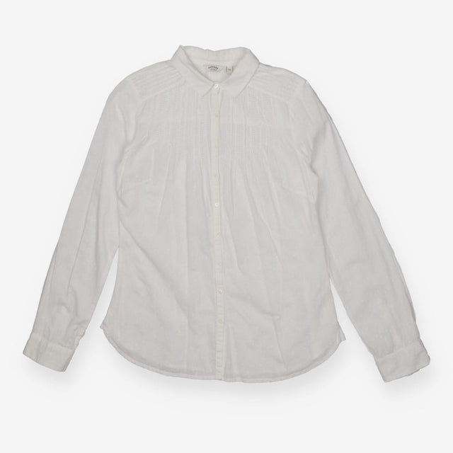 White Pintuck Pleat Blouse – Dobby Texture, Button