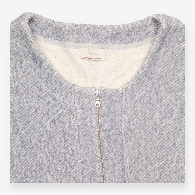 Jacket Grey Marl Textured Cotton Zip Front Boxy