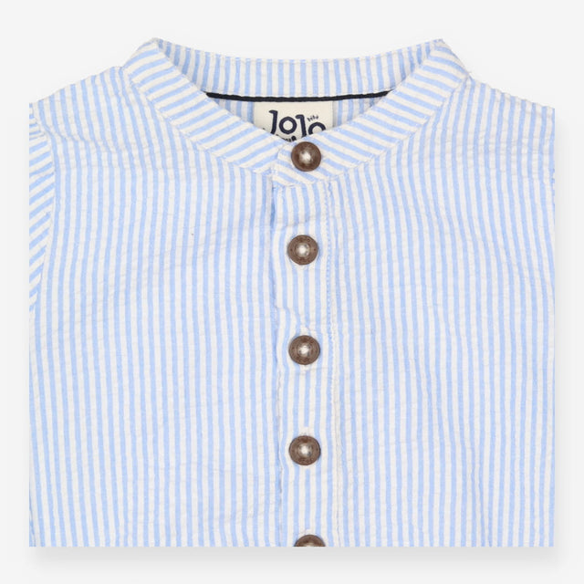 Bodysuit blue stripe button up